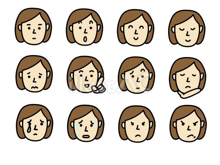 アイコン女性１２種類 アイコン,女性,若いのイラスト素材