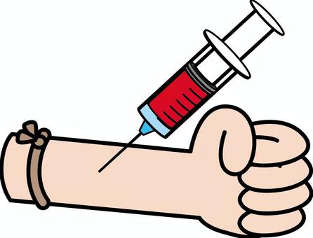 採血　 採血,血液,検査,健康診断,注射,針,手,腕,デフォルメ,線画のイラスト素材