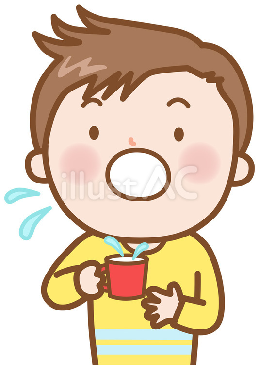 男の子：うがい うがい,男の子,子どものイラスト素材