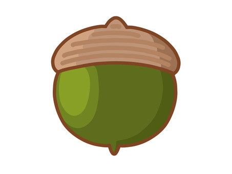 太いどんぐり（グリーン） どんぐり,グリーン,緑,手描き,一つ,一個,ワンポイント,かわいい,シンプル,学校プリント用のイラスト素材