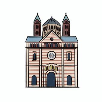 シュパイヤー大聖堂 シュパイヤー大聖堂,文化遺産,世界遺産,遺産,手書きのイラスト素材