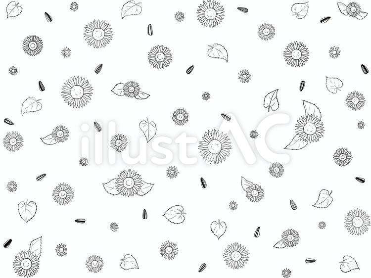 手描きのひまわり（モノクロ） ひまわり,花,手描きのイラスト素材