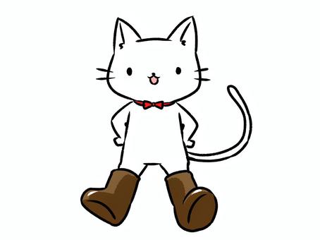 長靴をはいた猫 猫,動物,長靴,白猫,かわいい,シンプルのイラスト素材