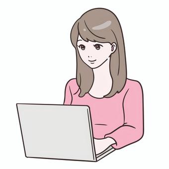 在筆記本電腦上工作的女人, JPG, PNG 和 AI 在筆記本電腦上工作的女人, , JPG, PNG 和 AI