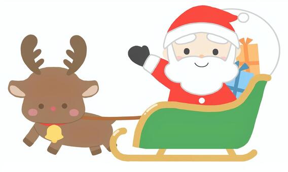 そりで乗プレゼントを運ぶサンタとトナカイ クリスマス,サンタ,学校だより,pta,サンタさん,トナカイ,pta広報誌,ワンポイント,冬,ソリのイラスト素材