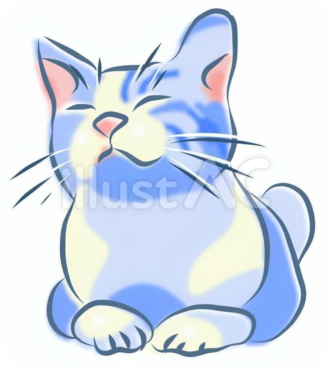 青猫８ 猫,一匹,動物のイラスト素材