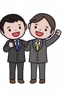 仲の良い二人 仲良し,共有,意気投合,共感,仲間,協力,男性,スーツ,ビジネス,会社員のイラスト素材