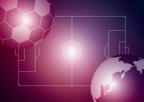 サッカーと地球の紫色の背景素材