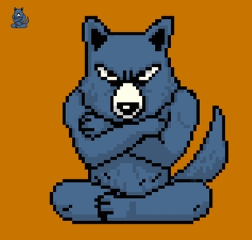 狼　ドット絵 ドット絵,レトロ,ゲーム,ピクセルアート,オオカミ,腕組,怒りのイラスト素材
