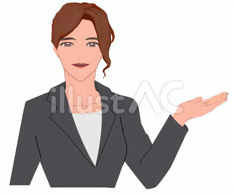 ビジネスマン・オフィスレディ２ ol,ご案内,手のイラスト素材
