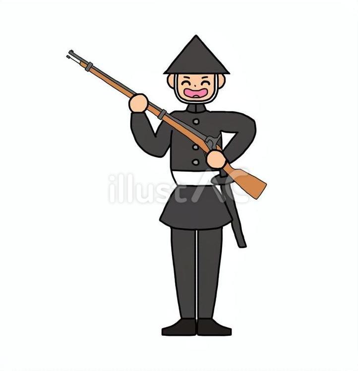笑顔の新政府軍藩士 藩士,武士,侍のイラスト素材