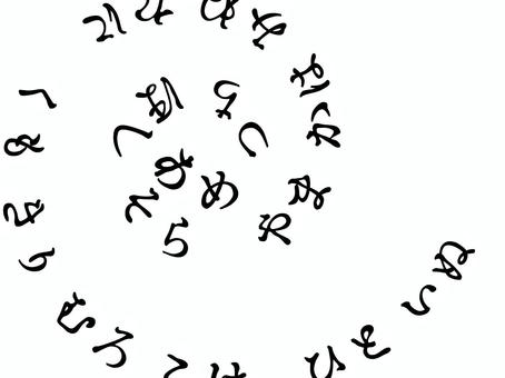 あめつちの詞のカーブする文字背景 あめつち,手習い,ひらがな,文字,回転,背景,回る,カーブ,渦,模様のイラスト素材