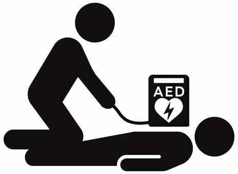 AEDを使用するピクトグラム aed,救護,応急,処置,救護者,救助,患者,傷病者,ピクトグラム,医療のイラスト素材