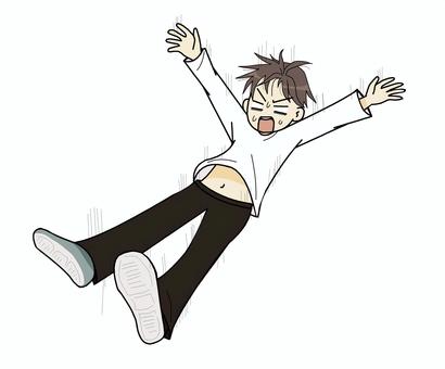 落下する男性 人物,落下,墜落,恐怖,怖い,白目,絶叫,男性,ダイビング,落ちるのイラスト素材
