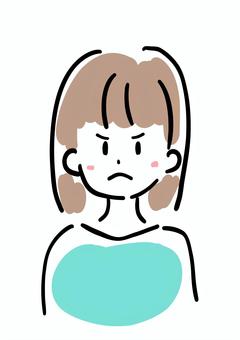 怒る女性 怒る,イライラ,女性,かわいい,セミロング,ビジネス,シンプル,ベクターのイラスト素材