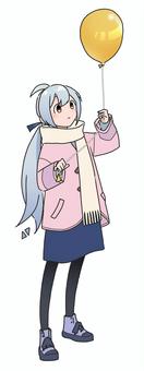 風船 萌えキャラ,女の子,ツインテール,セーラー服,リボン,かわいい,アニメ,萌え系,萌え,アニメキャラのイラスト素材