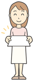  ロングヘア女性-450-全身 書類,女性,女の子,人物,かわいい,提出,手続き,差し出す,事務,資料のイラスト素材