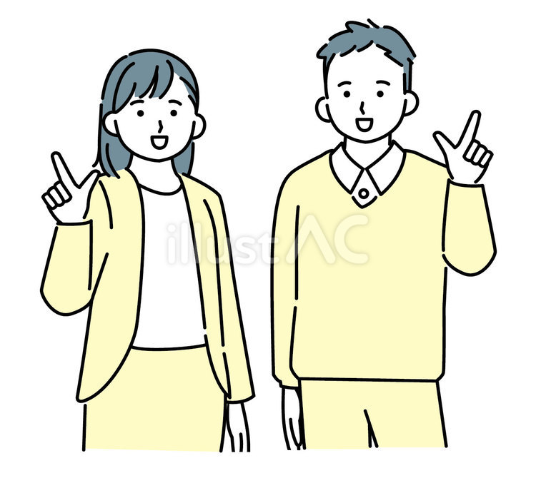 笑顔・なるほど　指を立てる男女 人物,男性,女性のイラスト素材