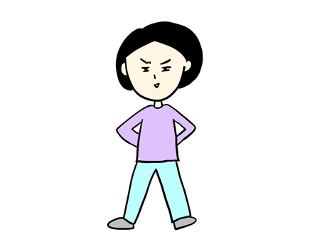 黒髪ボブ女子怒ってる 怒る,許せない,女性,壁,興奮,ボブ,黒髪,ショートカット,通るな,ダメのイラスト素材