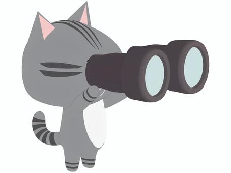 Binoculars_cat, , JPG, PNG and AI