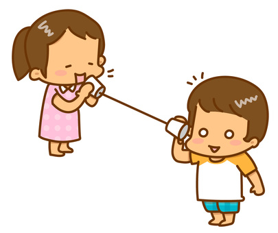 糸電話をする女の子たち 糸電話,実験,子供,女の子,理科のイラスト素材