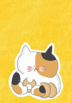 ドーナツと三毛猫ちゃん ドーナツと三毛猫ちゃん かわいい,ドーナツ,おやつ,デザート,スイーツ,甘い,食べる,たべもの,おいしい,うまいのイラスト素材