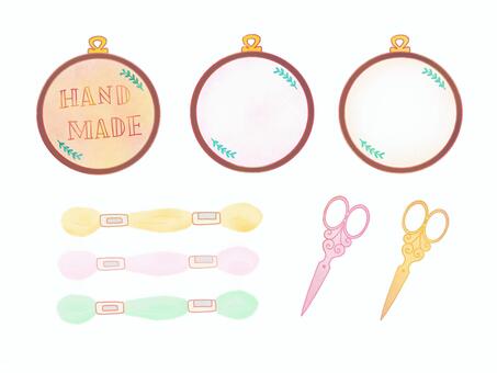 ふんわり刺繍セット 刺繍,ハンドメイド,刺繍糸,糸,ハサミ,手芸,刺繍枠,装飾,飾り枠,枠のイラスト素材