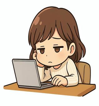 頬杖をついている女性