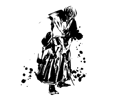 Illustration, swordsman, japanese sword, freshly, 