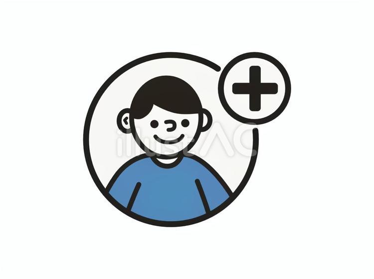 男性アイコンとプラス　アカウント作成 人,人物,男性のイラスト素材