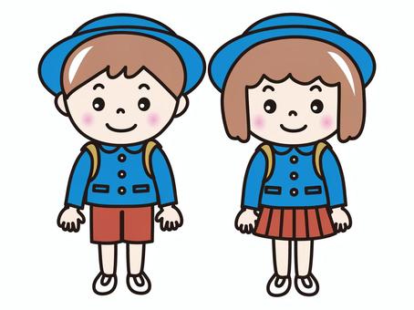 幼稚園児(制服） 人物,幼稚園児,こども,幼児,制服,通園のイラスト素材