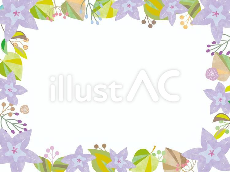 秋の花_桔梗囲みフレーム_北欧風 花,フレーム,枠のイラスト素材