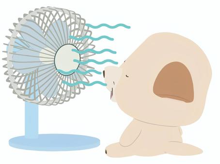 扇風機_犬 扇風機,犬,笑顔,動物,かわいい,夏,風のイラスト素材