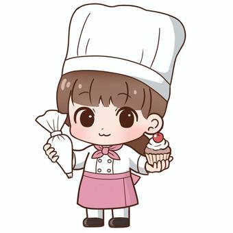 パティシエ かわいい,人物,女の子,料理,ケーキ,パティシエ,コック,お菓子のイラスト素材