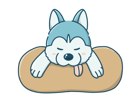 お昼寝ハスキー シベリアン,ハスキー,犬,お昼寝,寝る,くつろぐ,休む,休憩,リラックス,癒しのイラスト素材