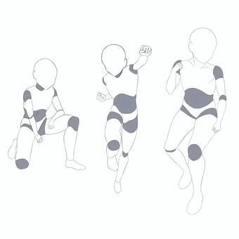 人体素体セットNo.2（3ポーズ） ポーズ,資料,素体,ポージング,人物,構図,デザインのイラスト素材
