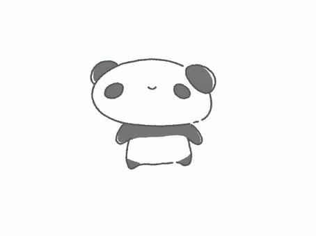 にこっとしたぱんだ パンダ,動物,生き物,笑顔,口,目,耳,全身,白,黒のイラスト素材