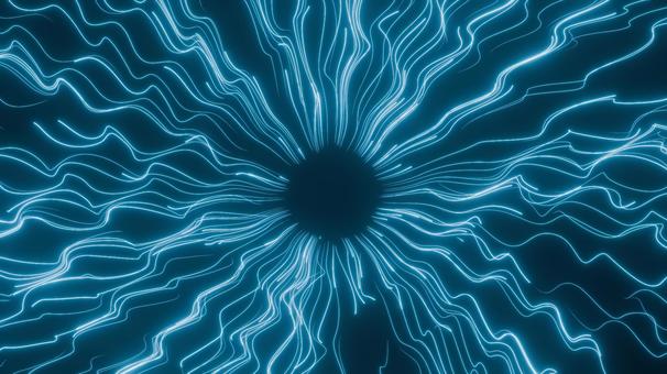 発光する波線の集中線のネオン背景 ウェーブ,集中線,背景,ネオン,線,抽象的,デジタル,サイバー,エフェクト,発光のイラスト素材