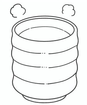 緑茶の白黒手描きイラスト1 緑茶,湯呑み,日本茶,お茶,飲み物,手描き,挿絵,単品,白黒,モノクロのイラスト素材
