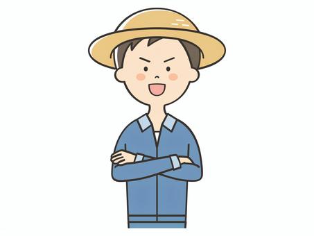 どや顔する農家の男性 どや顔する農家の男性 腕組み,どや顔,自信,自慢,偉そう,自信家,農家,農業,農業学校,生産者のイラスト素材