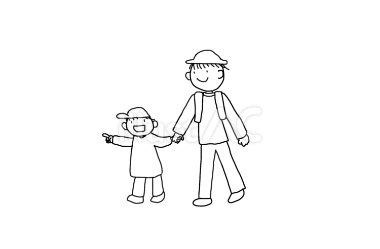 お散歩　先生と子ども 子供,散歩,保育園のイラスト素材