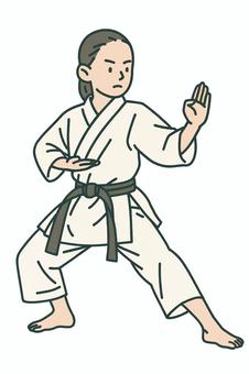 空手の構え 空手,女性,構え,武道,黒帯,格闘技,型,道着,スポーツ,日本文化のイラスト素材