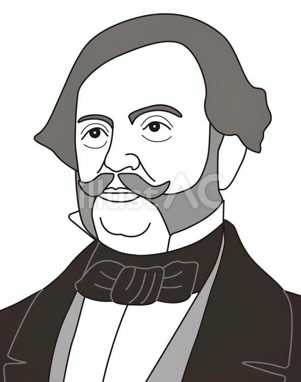 ハリス総領事（白黒） タウンゼント・ハリス,歴史,幕末のイラスト素材