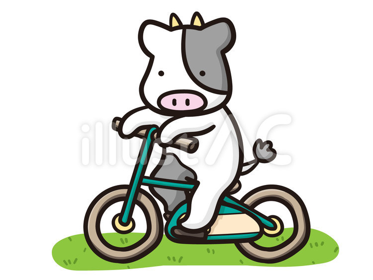 自転車に乗るうしくんのイラスト サイクリング,自転車,乗るのイラスト素材