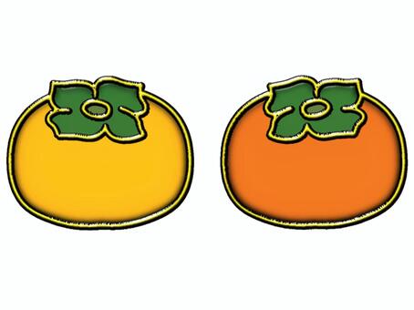 柿　金縁 柿,秋,果物,金縁,アイコン,ボタン,ポストカードのイラスト素材