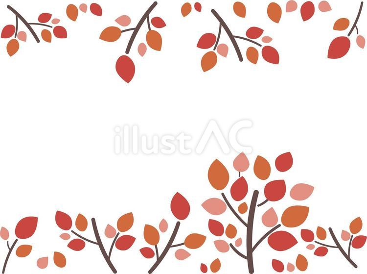 木や葉や枝のフレーム　秋の紅葉② 紅葉,フレーム,木のイラスト素材