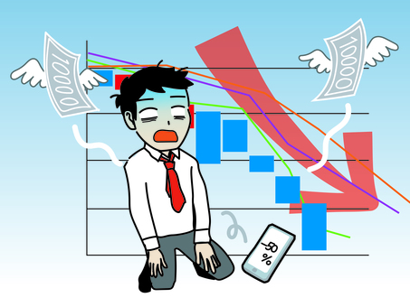投資の大失敗に落ち込む人 投資,株価,暴落,資産,運用,お金,株,株式,fx,ショックのイラスト素材