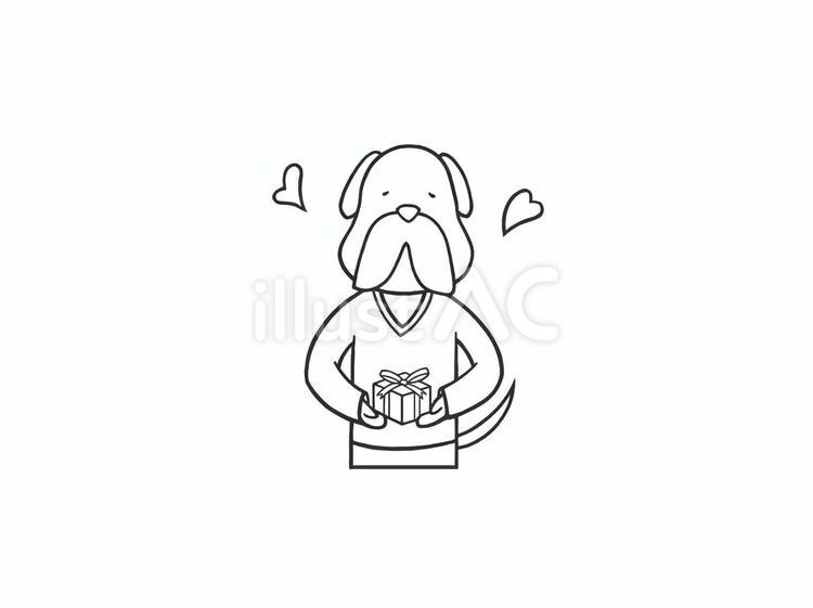 プレゼントを渡す動物の犬(イヌ) 犬,動物,ユニークのイラスト素材