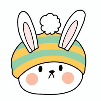 ニット帽のうさぎ 帽子,ニット帽,編み物,手編み,毛糸,ボーダー,しましま,縞模様,冬,雪のイラスト素材