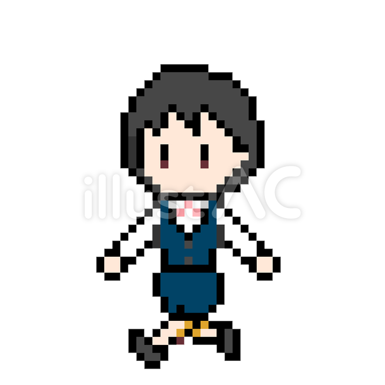 歩行するOLのドット絵 ドット絵,ol,会社員のイラスト素材